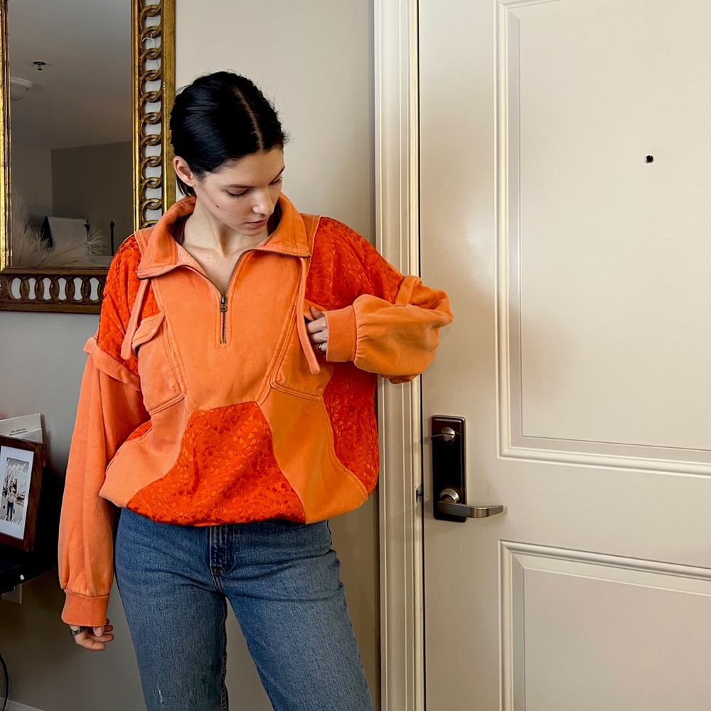Urban Outfitters Orange Half-zip Sweater